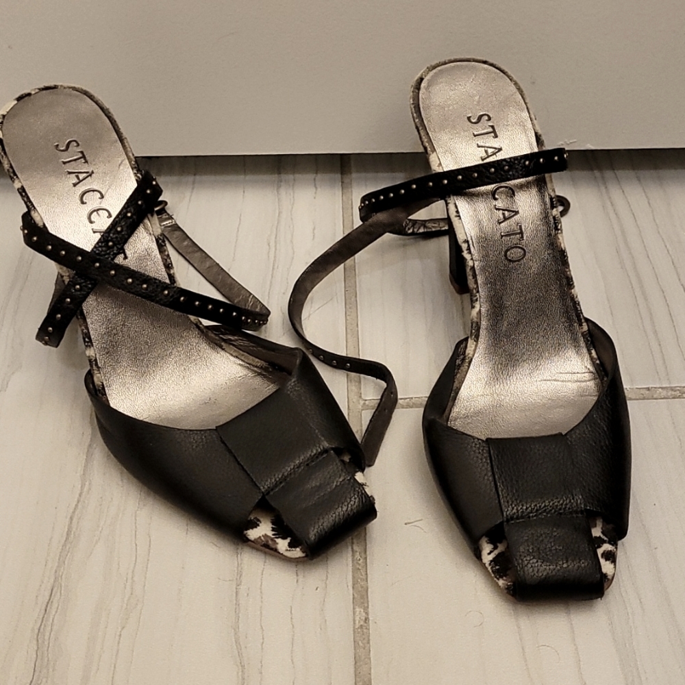 Black Staccato Strap Heel Size 7